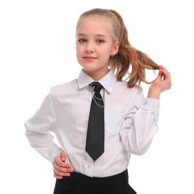 Рубашка школьная для девочки Синяя Мода W1515B-G39 белая 1